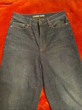 Lands' End Women’s Wide Leg Dark Blue Denim Jeans